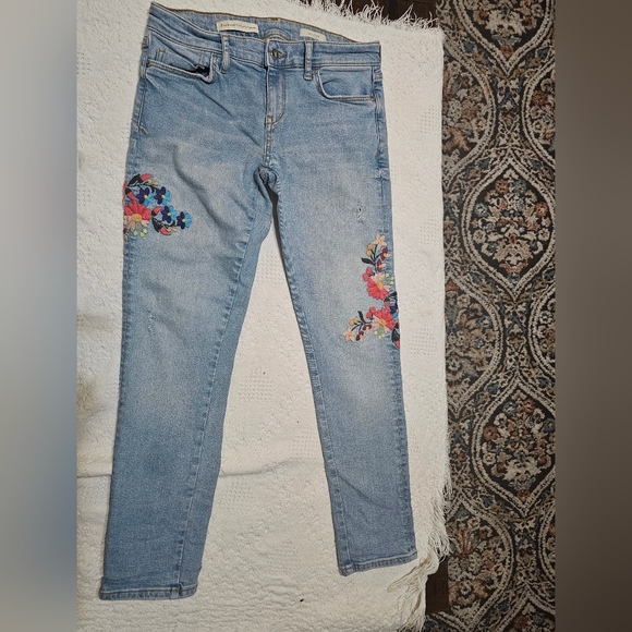 Pilcro and the Letterpress Light Blue Floral Skinny Jeans - Picture 2 of 11